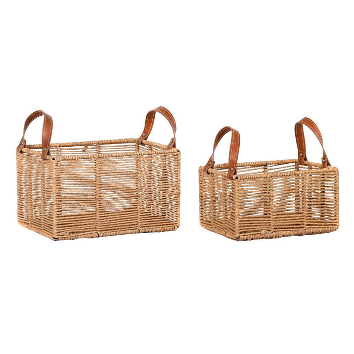 Set de basket DKD Home Decor Marron Naturel Métal Corde Boho 36 x 27 x 20 cm 36 x 27 x 33 cm