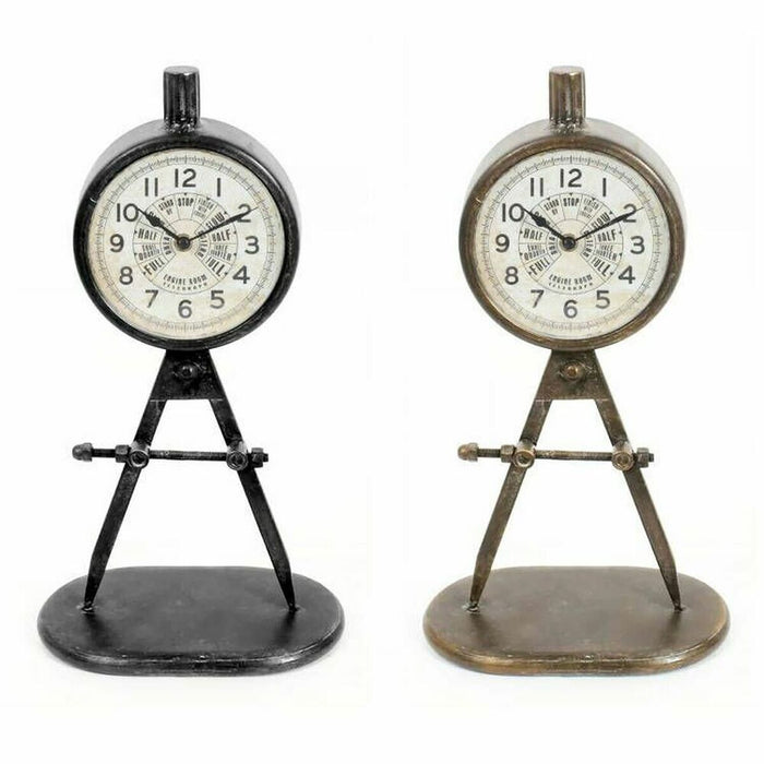 Orologio da Tavolo DKD Home Decor 17 x 8 x 31 cm Nero Dorato Ferro PVC Loft (2 Unità)