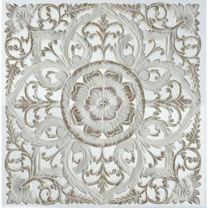 Decoración de Pared DKD Home Decor Blanco Mandala Madera MDF (60 x 2 x 60 cm)