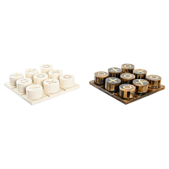 Figura Decorativa DKD Home Decor Juego de Mesa 20,5 x 20,5 x 5 cm Blanco Ambar Metalizado Moderno