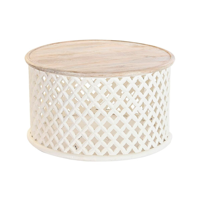 Tavolino da Caffè DKD Home Decor Bianco Naturale Alluminio Legno di mango 81 x 81 x 45 cm