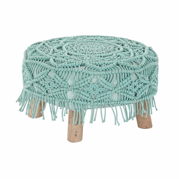 Reposapiés DKD Home Decor 53 x 53 x 31 cm Natural Madera Marrón Verde 50 x 50 x 30 cm Macramé Boho