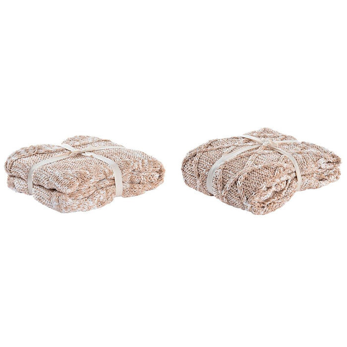 Bed Cover DKD Home Decor Light Pink 150 x 125 x 1 cm (2 Units)