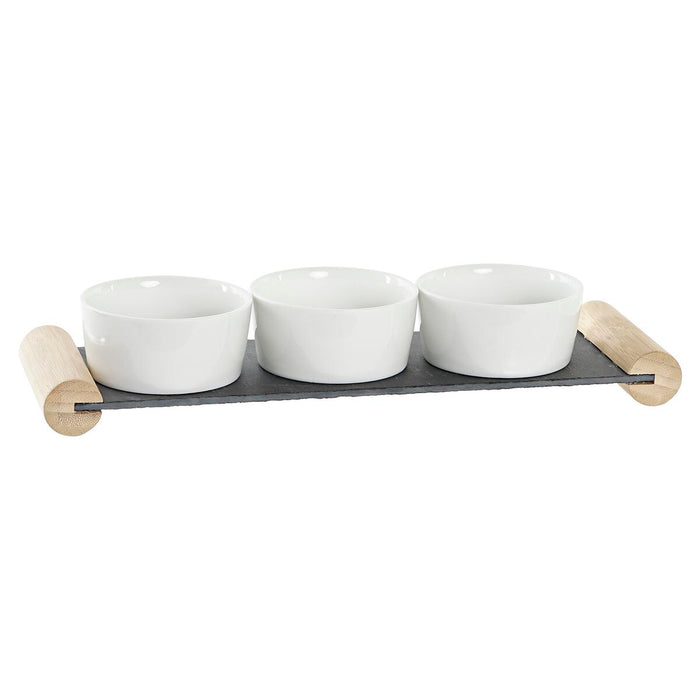 Bandeja de Aperitivos DKD Home Decor Blanco Negro Gres Pizarra 33 x 10 x 5,8 cm