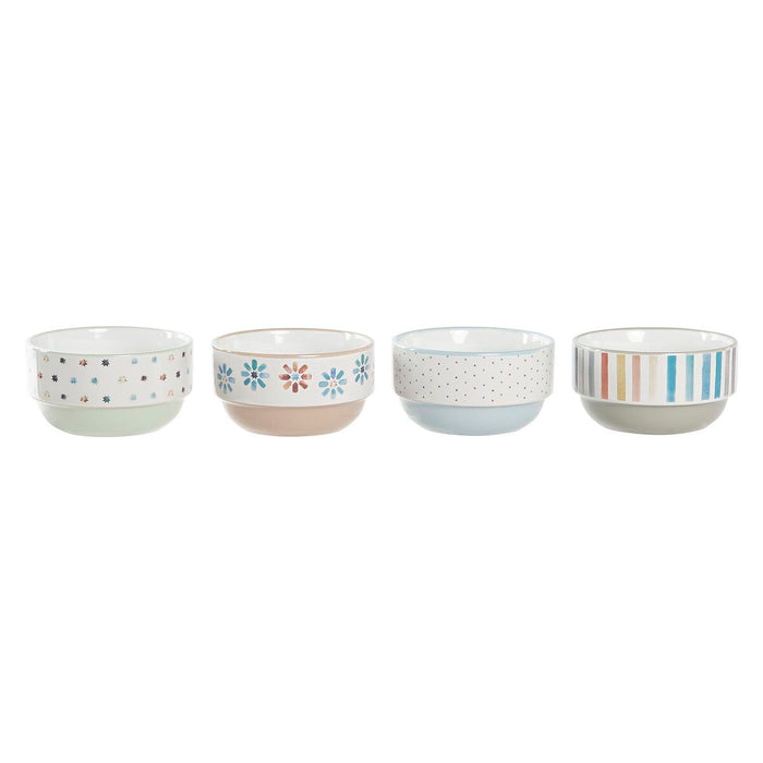 Bol DKD Home Decor 4 Unidades Gres 460 ml (12 x 12 x 6,5 cm)