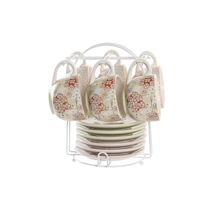 Coffee Set DKD Home Decor Green Beige Metal Dolomite 180 ml