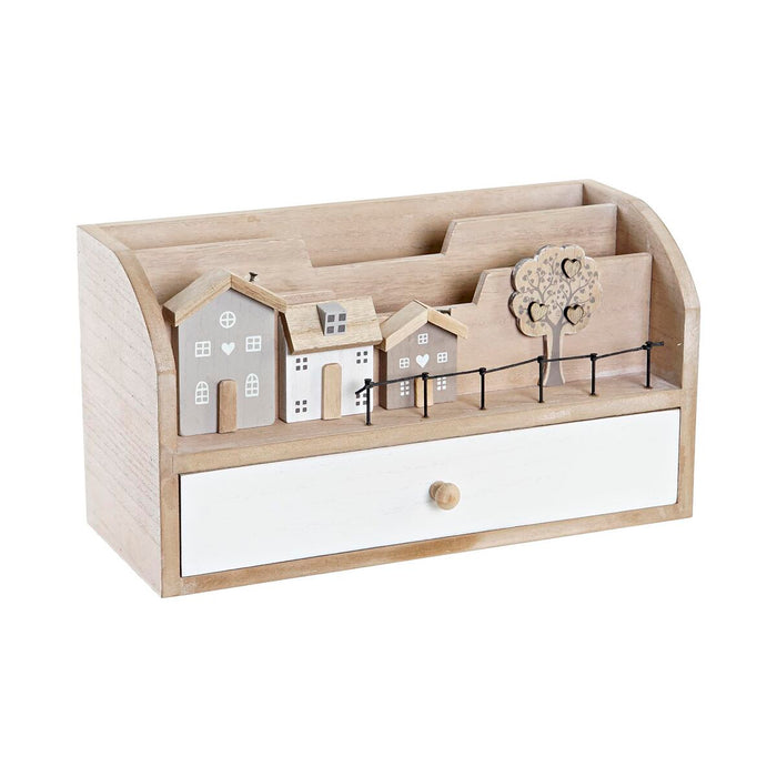 Contenitore per Sistemare Multiuso DKD Home Decor Naturale Case MDF (28 x 11,5 x 15 cm)