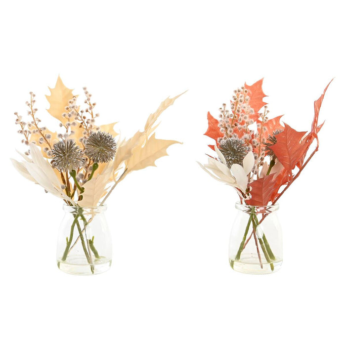 Planta Decorativa DKD Home Decor Cristal Dorado Marrón Polietileno Blanco (6 x 6 x 27 cm) (2 Unidades)