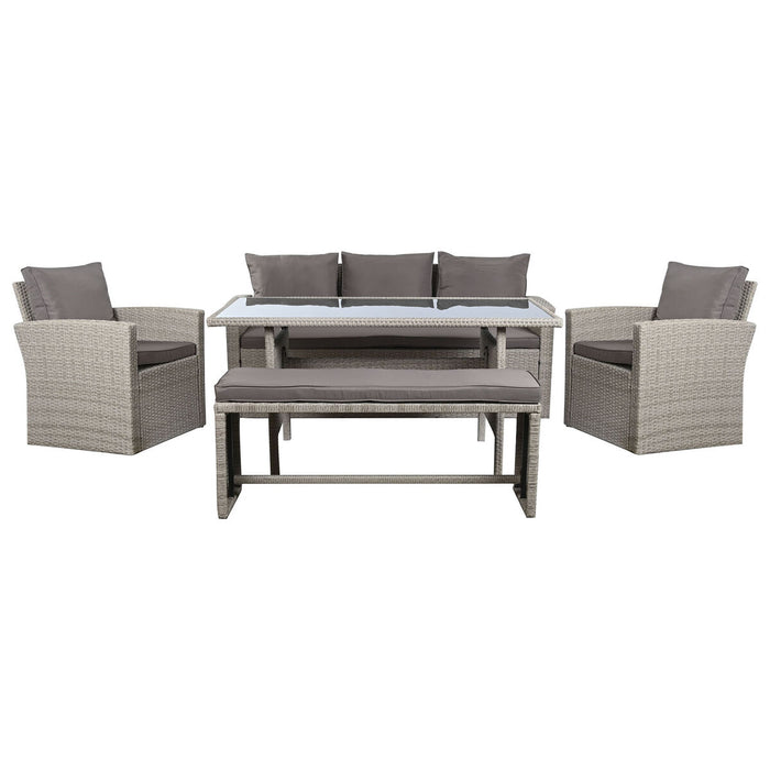 Conjunto de Mesa con 3 Sillones DKD Home Decor Marrón ratán sintético (177 x 72 x 80 cm)