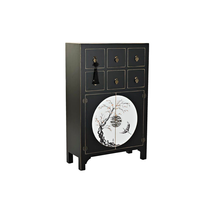 Cajonera DKD Home Decor Negro Dorado Abeto Madera MDF Oriental 63 x 28 x 101 cm