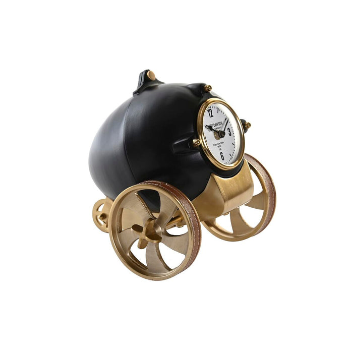 Reloj de Mesa DKD Home Decor 20,5 x 20,5 x 21,5 cm Negro Dorado Aluminio Resina Colonial