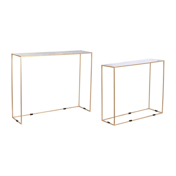Juego de 2 mesas DKD Home Decor Blanco Negro Dorado 100 x 28 x 80 cm