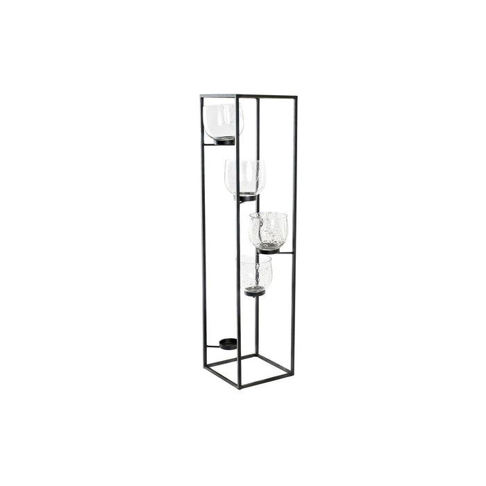 Portacandele DKD Home Decor Cristallo Nero Trasparente 18 x 18 x 76 cm Ferro