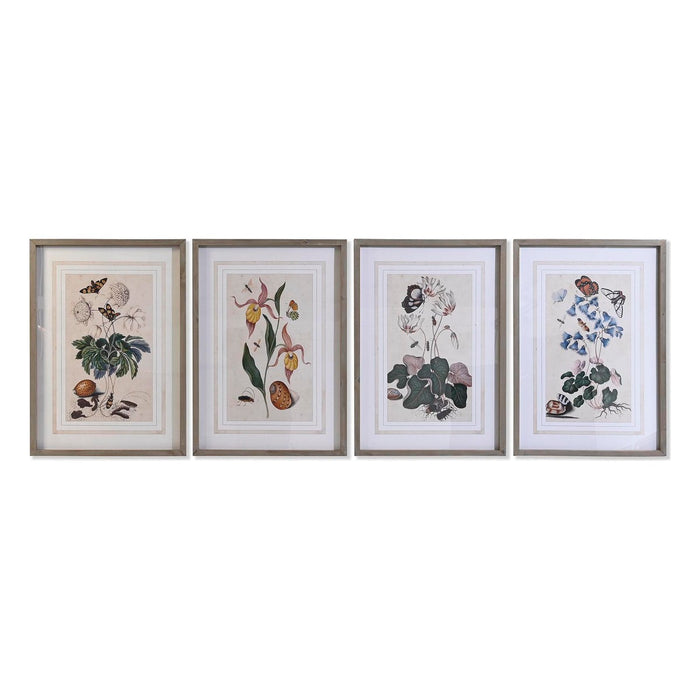 Cuadro DKD Home Decor Abeto Cristal 50 x 65 x 2,5 cm 50 x 2,5 x 65 cm 50 x 2,5 x 70 cm Flores (4 Piezas)