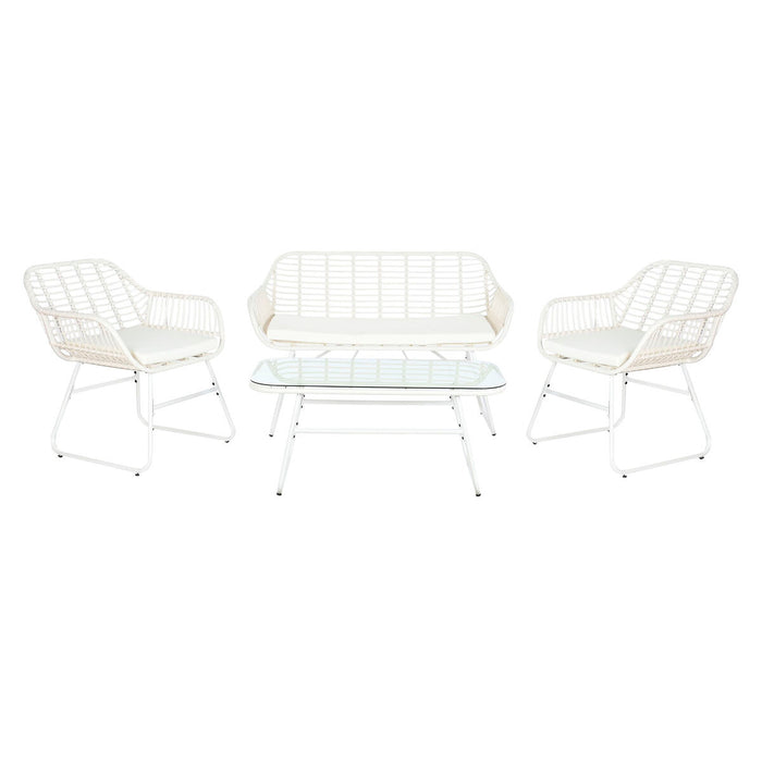 Conjunto de Sofá y Mesa DKD Home Decor Metal ratán sintético 124 x 74 x 84 cm