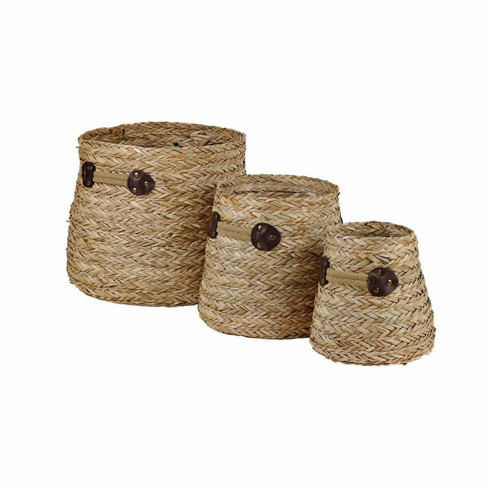 Set de basket DKD Home Decor Naturel Herbier marin 30 x 30 x 28 cm 3 Pièces