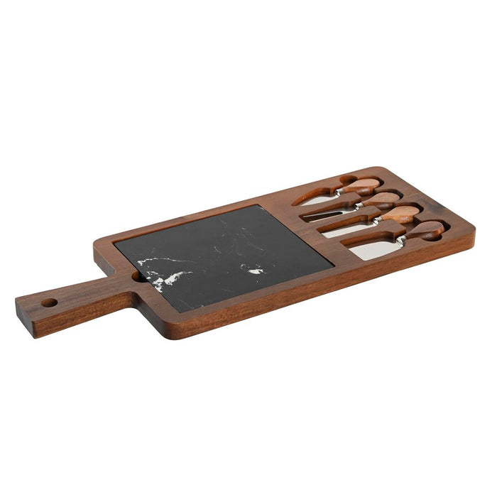 Tabla para Quesos DKD Home Decor Negro Marrón Mármol Acacia (49 x 19 x 2 cm)