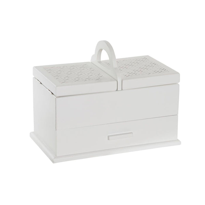 Scatola-Portagioie DKD Home Decor 16 x 17 x 28 cm Bianco Rosa chiaro Legno MDF