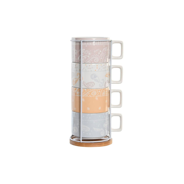 Piece Coffee Cup Set DKD Home Decor Yellow Blue White Red Metal Bamboo Dolomite 260 ml