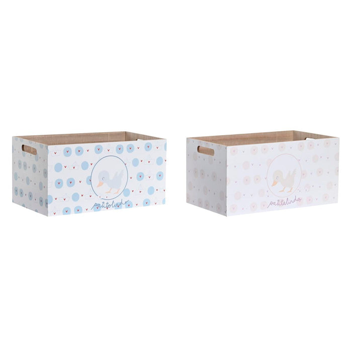 Caja de Almacenaje DKD Home Decor Azul Rosa Madera MDF 36 x 21 x 18 cm (2 Unidades)