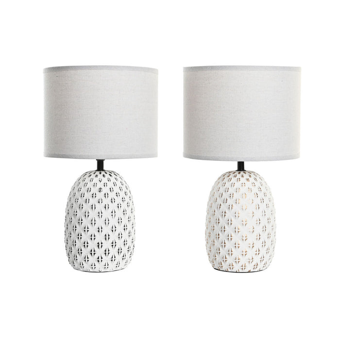 Lámpara de mesa DKD Home Decor Cobre Blanco Gres 220 V 40 W (24 x 24 x 40 cm) (2 Unidades)
