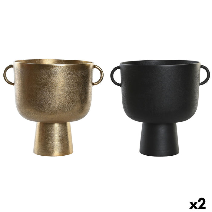 Vase DKD Home Decor 36 x 29 x 33 cm Noir Doré Aluminium Moderne (2 Unités)