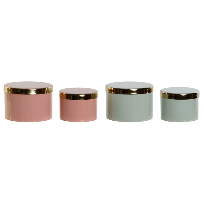 Jewelry box DKD Home Decor Green Coral Iron 13 x 13 x 9 cm (2 Pieces) (2 Units)