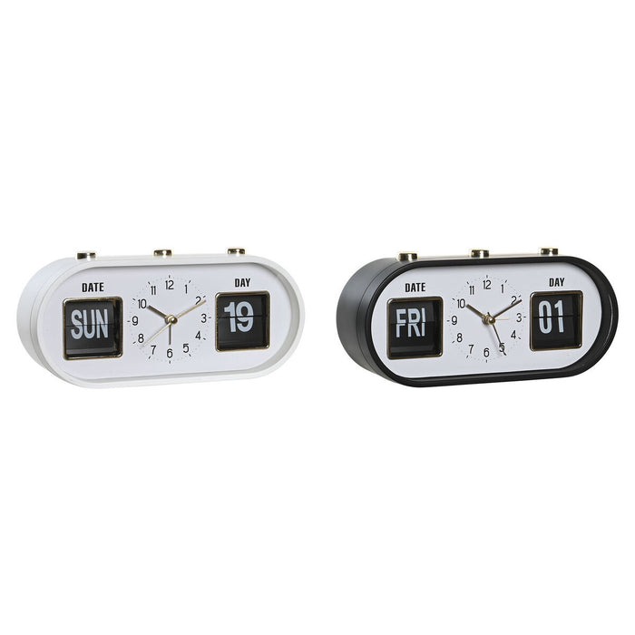 Alarm Clock DKD Home Decor White Black PVC 20 x 6 x 9,5 cm (2 Units)