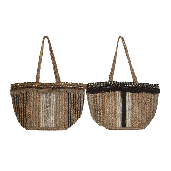 Women's Handbag DKD Home Decor Brown Cream 50 x 23 x 33 cm (2 Units)