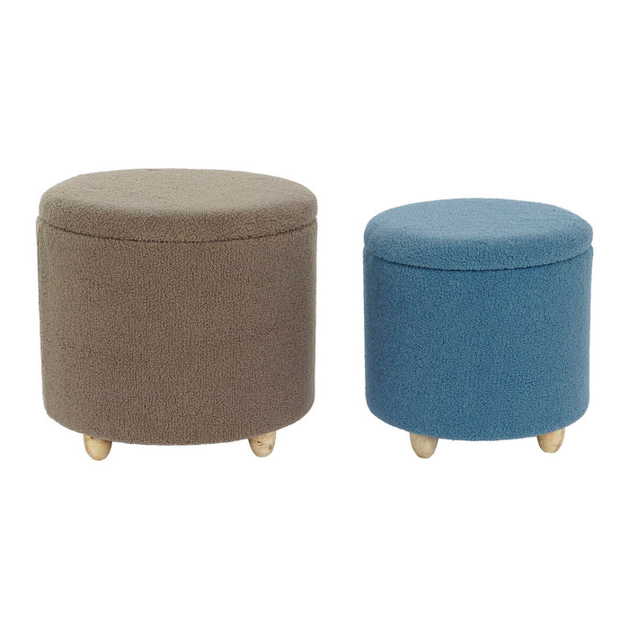 Footrest DKD Home Decor Wood Polyester 50 x 50 x 45 cm