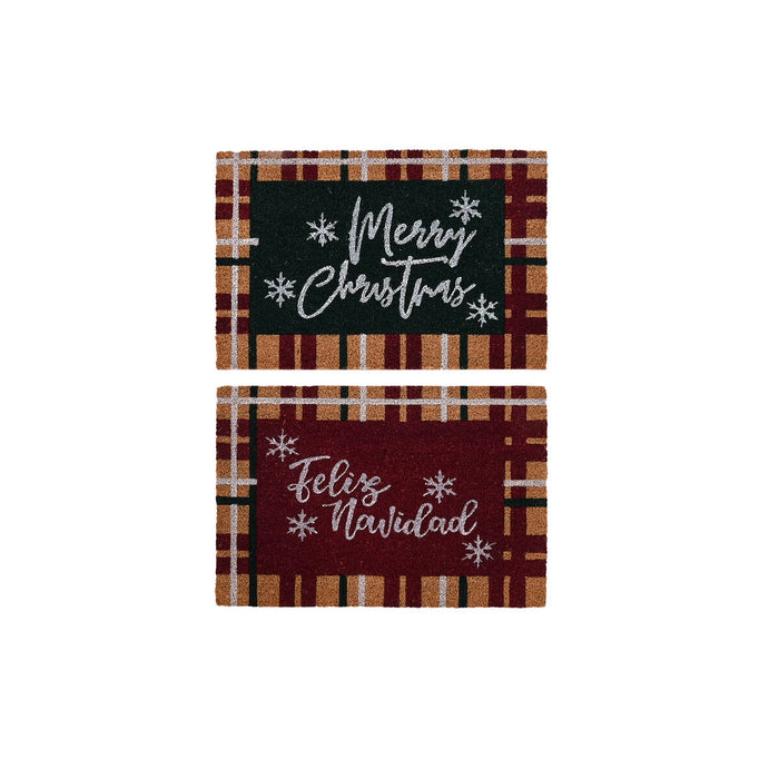 Paillasson DKD Home Decor Blanc Marron Rouge Vert PVC Fibres de coco 60 x 40 x 1,5 cm (2 Unités)