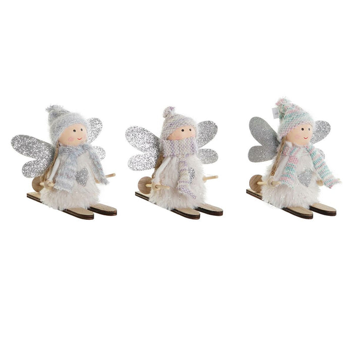 Adorno Navideño DKD Home Decor Blanco Gris Hada 12 x 8 x 10 cm (3 Unidades)