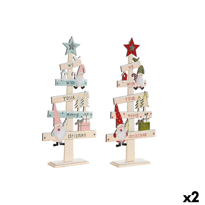 Sapin de Noël DKD Home Decor Rouge Rose Bois 17,5 x 5 x 38 cm (2 Unités)
