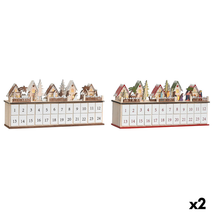 Calendario de Adviento DKD Home Decor Madera 45 x 11 x 23 cm (2 Unidades)