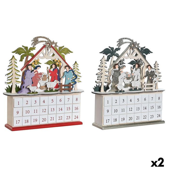 Calendario de Adviento DKD Home Decor Madera 34 x 8,5 x 36,5 cm (2 Unidades)