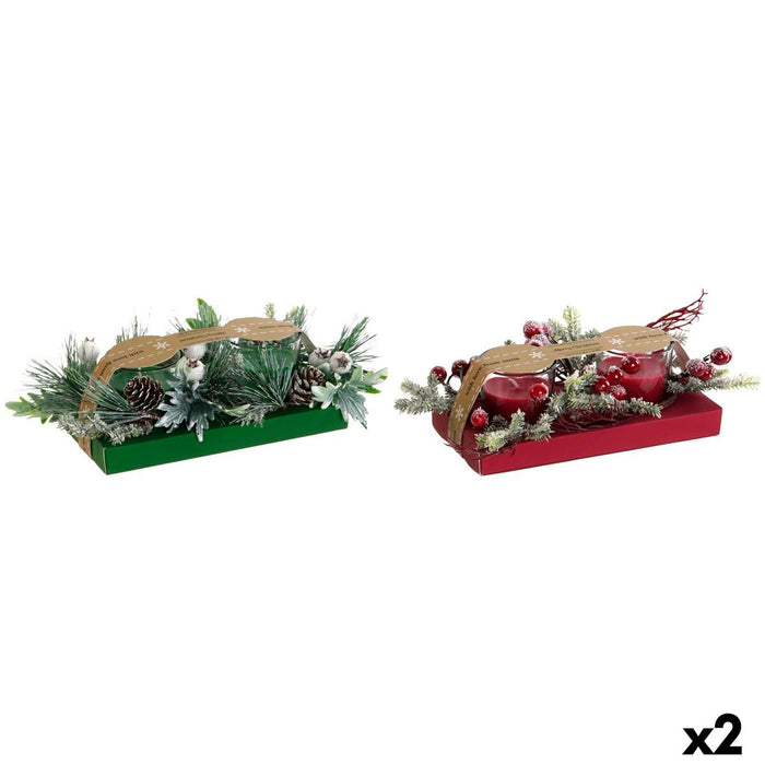 Vela DKD Home Decor Rojo Verde 5,5 x 5,5 x 6,5 cm (2 Unidades)