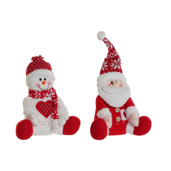 Adorno Navideño DKD Home Decor Blanco Rojo 24 x 14 x 30,5 cm (2 Unidades)