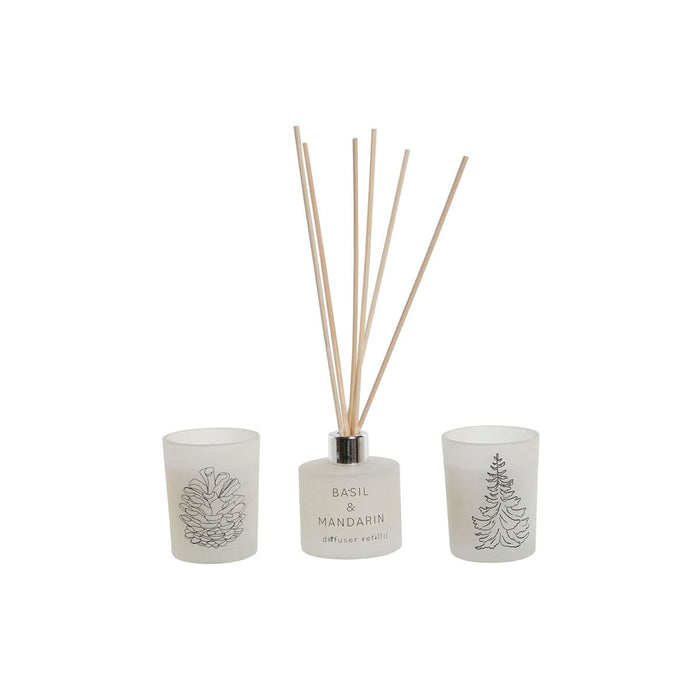 Set de Velas DKD Home Decor Blanco Navidad 5 x 5 x 6 cm