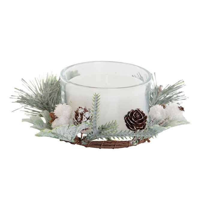 Vela DKD Home Decor Blanco Navidad 15 x 15 x 5.5 cm 13 x 13 x 5,5 cm