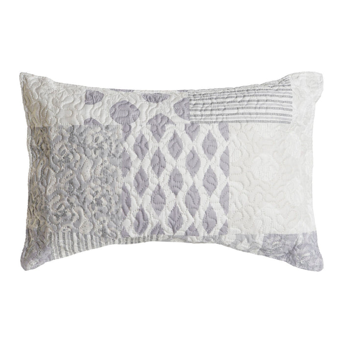 Cushion DKD Home Decor Beige Grey Polyester Patchwork 60 x 10 x 40 cm