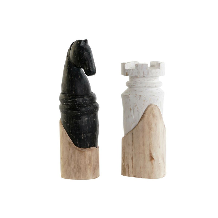 Figura Decorativa DKD Home Decor Blanco Marrón Negro Fichas de Ajedrez Loft 12 x 11 x 36 cm (2 Unidades)