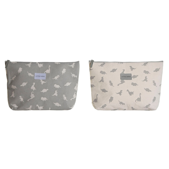 Neceser de Viaje DKD Home Decor Blanco Gris Algodón 33 x 8 x 21 cm (2 Unidades)