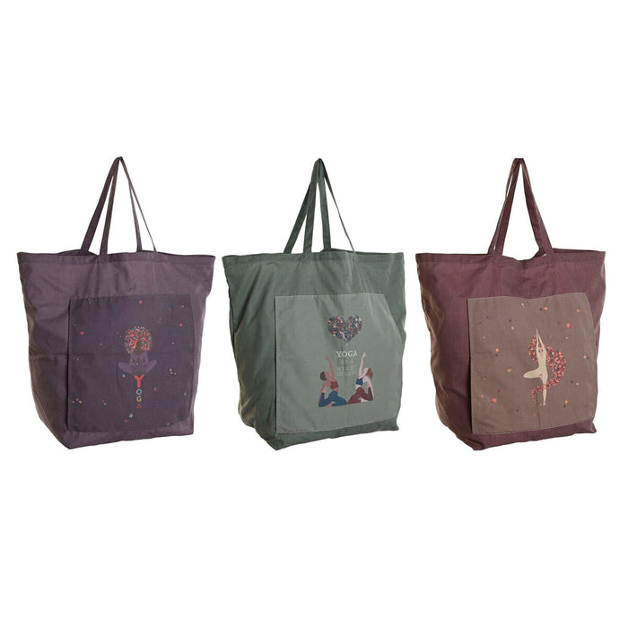 Bolsa de tela DKD Home Decor Marrón Verde Burdeos Lienzo 68 x 30 x 55 cm (3 Unidades)