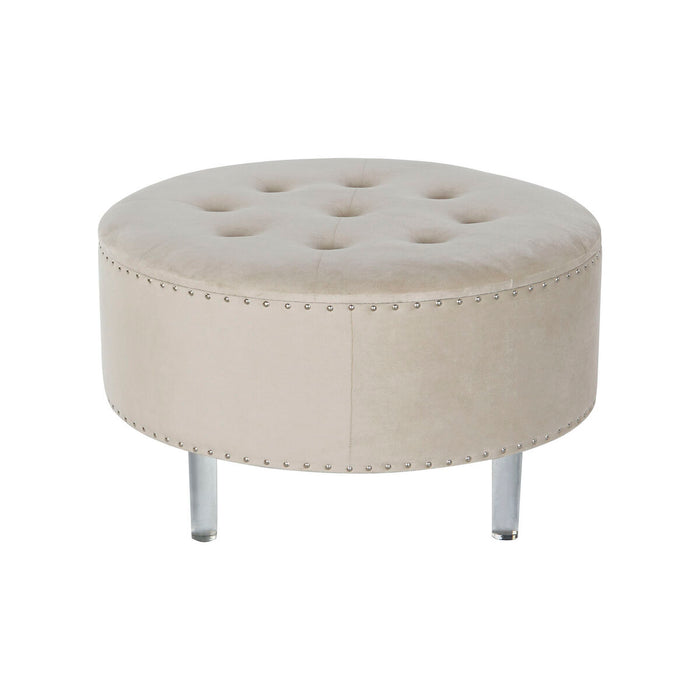 Panca DKD Home Decor Beige Argentato Poliestere Legno MDF 80 x 80 x 43 cm
