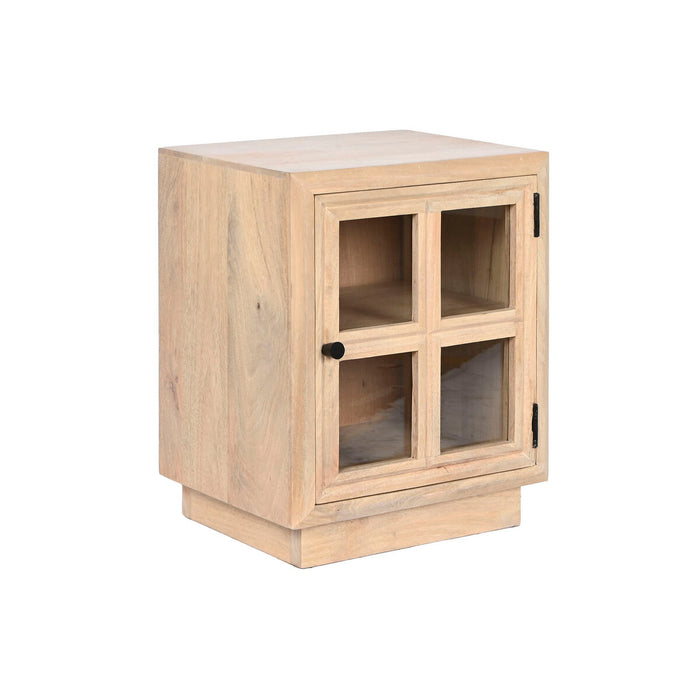 Mesita de Noche Home ESPRIT Natural Cristal Madera de mango 45 x 35 x 57 cm