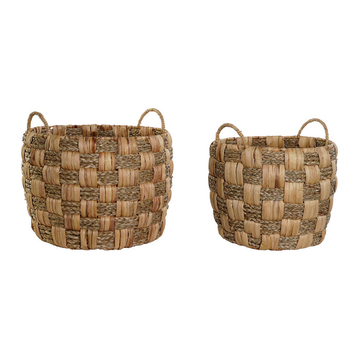 Set di Cestini Home ESPRIT Naturale Erba di mare Fibra naturale Boho 43 x 43 x 39 cm (2 Pezzi)