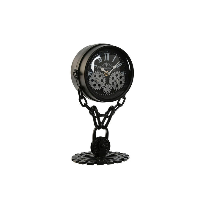Reloj de Mesa Home ESPRIT Negro Plateado Metal Cristal 18 x 17 x 33 cm