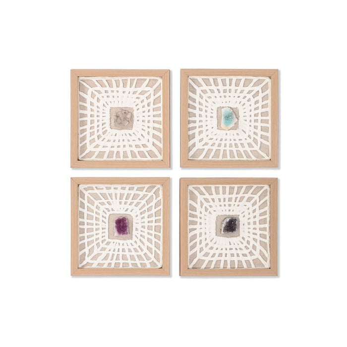 Set of 4 pictures Home ESPRIT Paper Crystal 22 x 2 x 22 cm