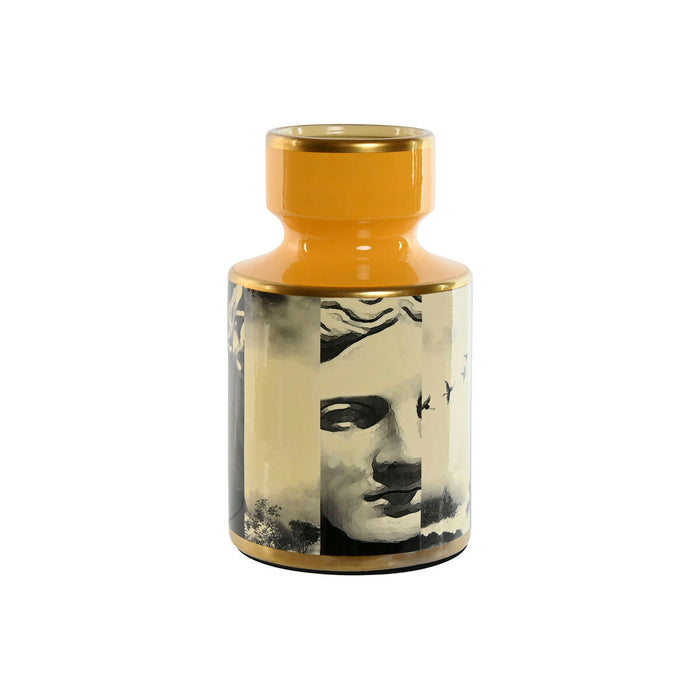 Vaso Home ESPRIT Giallo Nero Dorato Porcellana 14 x 14 x 24,5 cm