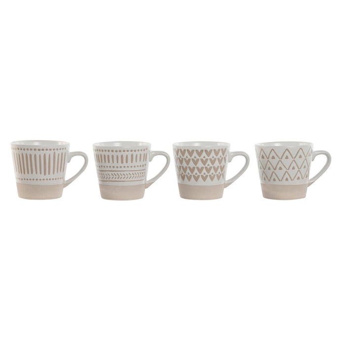Juego de Tazas de Café Home ESPRIT Blanco Beige Gres 180 ml